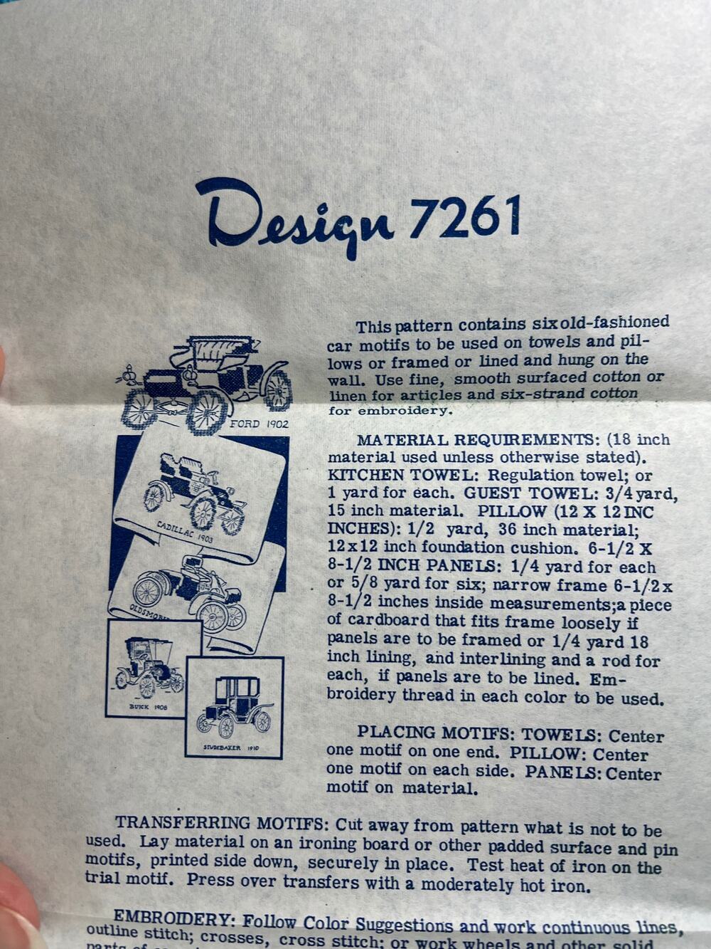 iron on transfers 7261 Antique car cross stitch